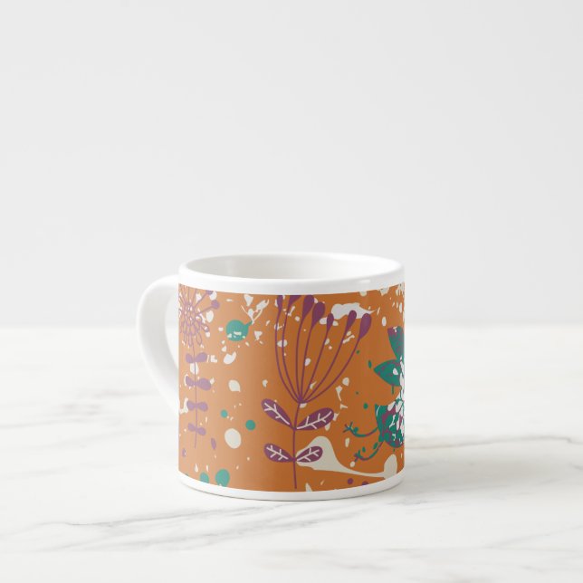 Whimsical Floral Birds Espresso Cup (Front Left)