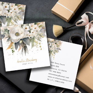 Whimsical Floral Bloom Square Business Card