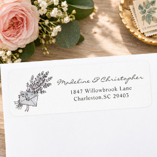 Whimsical Floral Bouquet Letter Return Address