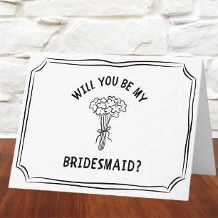 Whimsical Floral Bow Bouquet Bridesmaid Proposal Card