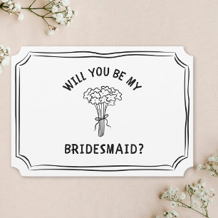 Whimsical Floral Bow Bouquet Bridesmaid Proposal Card