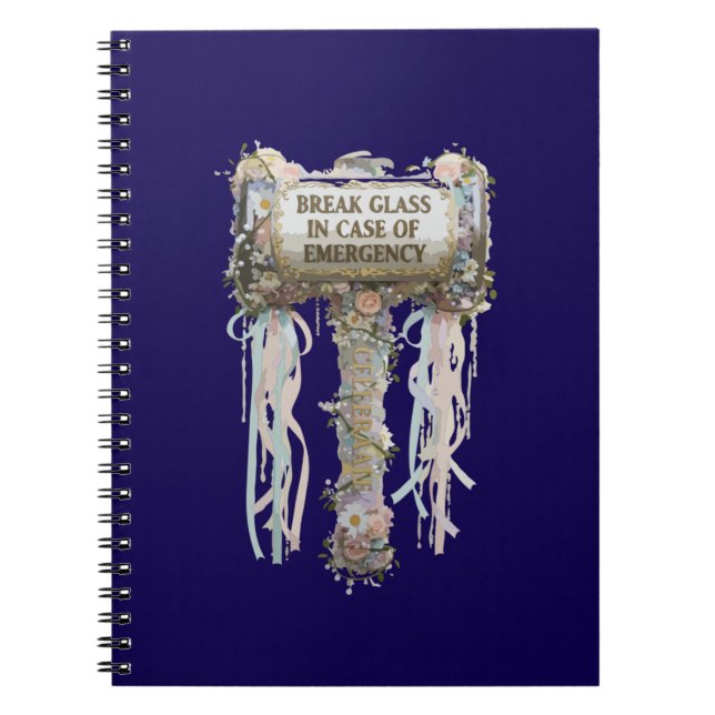 Whimsical Floral "Break Glass for Emergency  Notebook (Front)