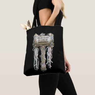 Whimsical Floral "Break Glass for Emergency  Tote Bag