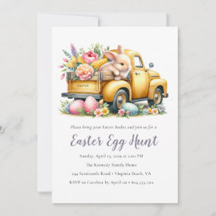 Whimsical Floral Bunny Easter Egg Hunt Invitation 