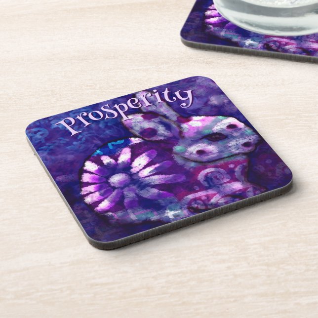 Whimsical Floral Bunny Rabbit Personalised Coaster (Left Side)