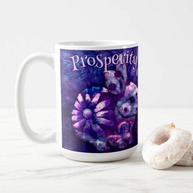 Whimsical Floral Bunny Rabbit Personalised Coffee Mug (With Donut)