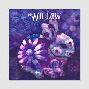 Whimsical Floral Bunny Rabbit Personalised Name Tag