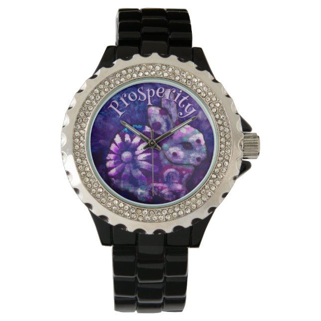 Whimsical Floral Bunny Rabbit Personalised Watch (Front)