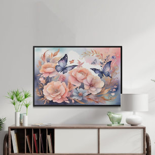 Whimsical Floral Butterflies Playful Design Poster