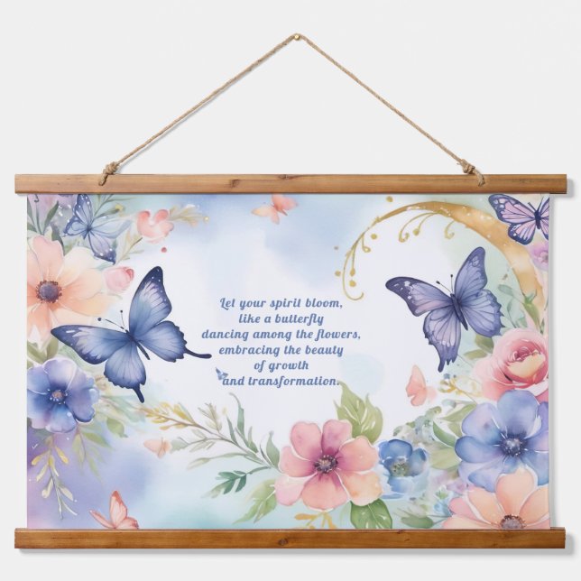 Whimsical Floral Butterfly Art Timeless Beauty  Hanging Tapestry (Front)