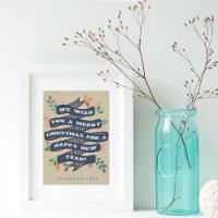 Whimsical Floral Christmas Banner Holiday