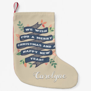 Whimsical Floral Christmas Banner Holiday Small Christmas Stocking