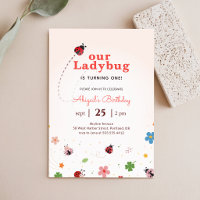 Whimsical Floral Cute Bug Ladybug 1st Birthday