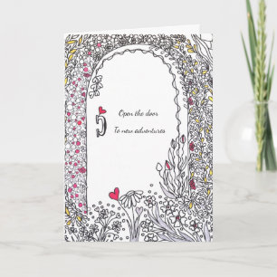 ​Whimsical Floral Door New Adventures Card