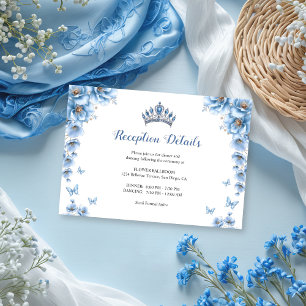 Whimsical Floral Dusty Blue Quinceañera Reception Enclosure Card