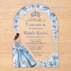 Whimsical Floral Dusty Blue Tiara Quinceañera