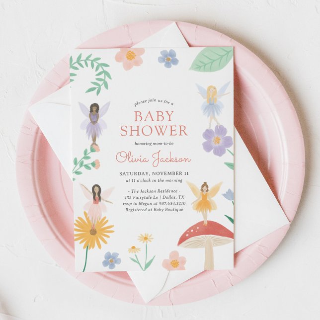 Whimsical Floral Fairy Baby Shower Invitation (Creator Uploaded)