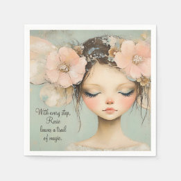 Whimsical Floral Fairy Butterfly Wings Custom  Napkin