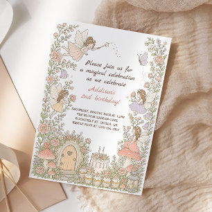 Whimsical Floral Fairy Garden Girl Birthday Invitation