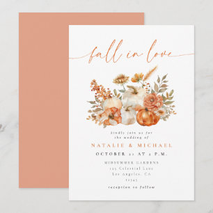 Whimsical Floral Fall in Love Wedding Invitation