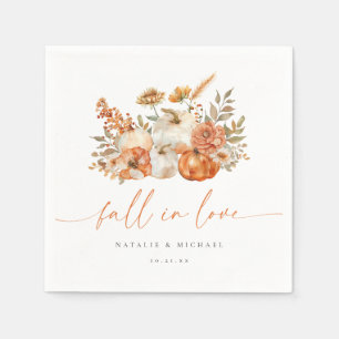 Whimsical Floral Fall in Love Wedding Napkin
