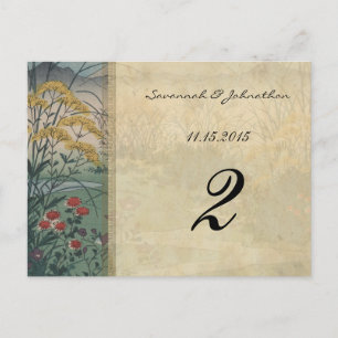 Whimsical Floral Fall Wedding Table Number Cards