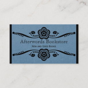 Whimsical Floral Flourish Business Card, Blue Card