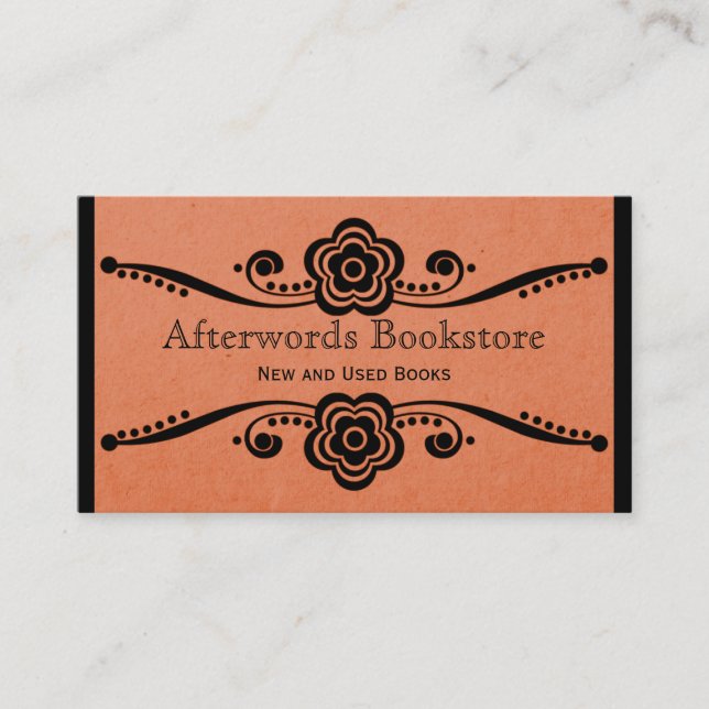 Whimsical Floral Flourish Business Card, Coral Card (Front)