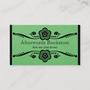 Whimsical Floral Flourish Business Card, Green Card