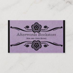 Whimsical Floral Flourish Business Card, Lavender Card