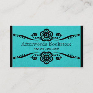 Whimsical Floral Flourish Business Card, Turquoise Card