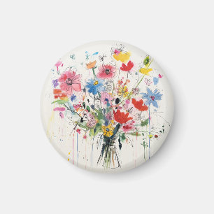 Whimsical floral, flowery magnet