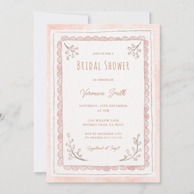 Whimsical Floral Frame Bridal Shower Invitation (Front)