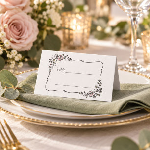 Whimsical Floral Frame Garden Wedding Place Card