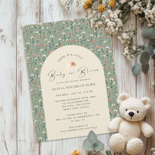 Whimsical Floral Garden Baby in Bloom Shower  Invitation
