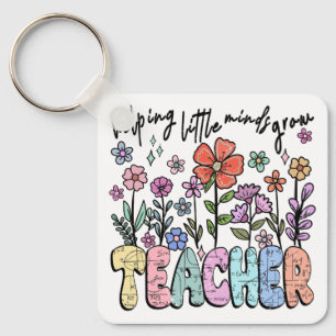 Whimsical Floral Garden Teacher Key Ring