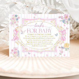Whimsical Floral Girl Books For Baby Ticket Enclosure Card
