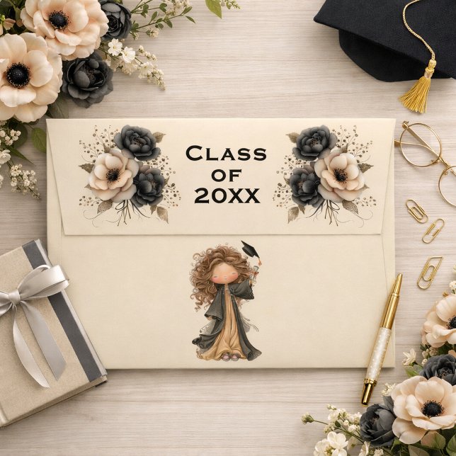 Whimsical Floral Graduation Invitation Envelope (Creator Uploaded)