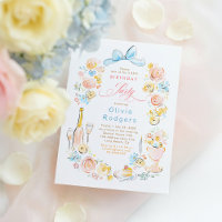 Whimsical Floral Hand Drawn Coquette Bow Birthday