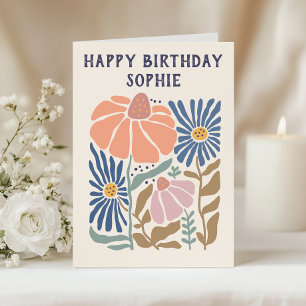 Whimsical Floral Happy Birthday Card