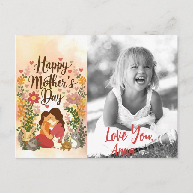 *~* Whimsical Floral Heart Mother's Day AP72 Photo Holiday Postcard (Front)