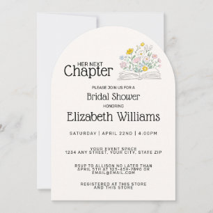 Whimsical Floral Her Next Chapter Bridal Shower Invitation