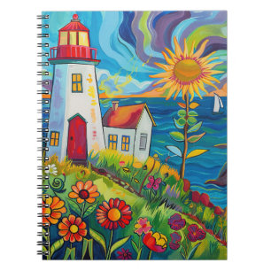 Whimsical Floral Light House Note Book