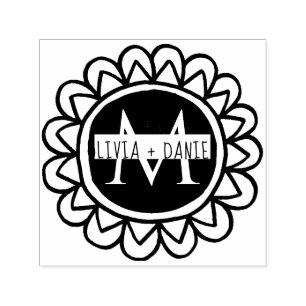 Whimsical Floral Monogram Return Address Self-inking Stamp