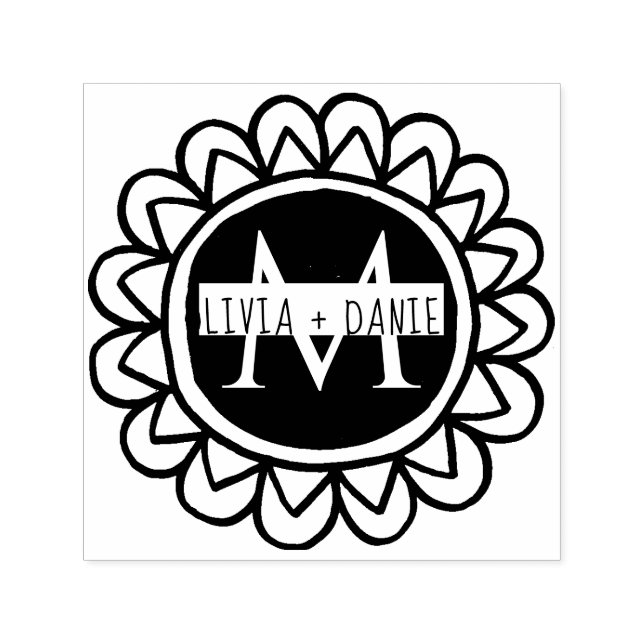 Whimsical Floral Monogram Return Address Self-inking Stamp (Design)