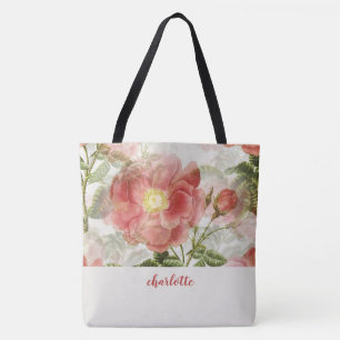 Whimsical Floral Monogrammed Tote Bag