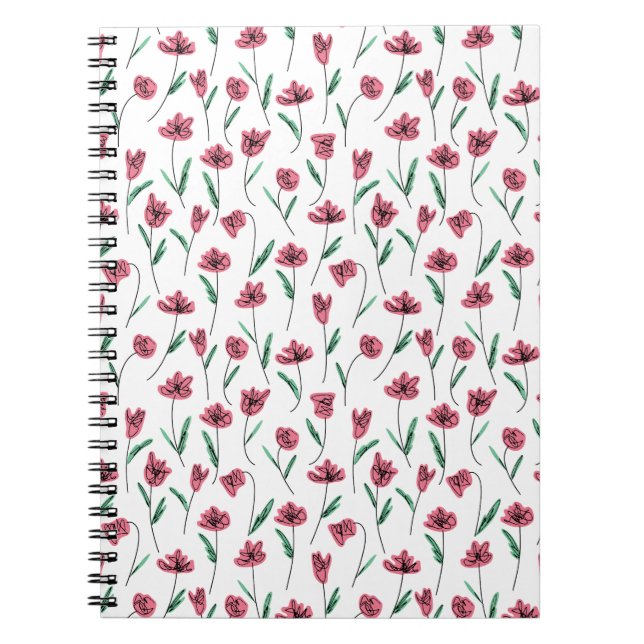 Whimsical Floral Notebook - Scribbly Flowers  (Front)