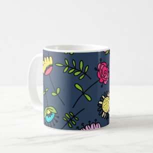 Whimsical Floral Pattern Art Design Coffee Mug