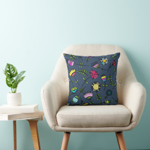 Whimsical Floral Pattern Art Design Cushion