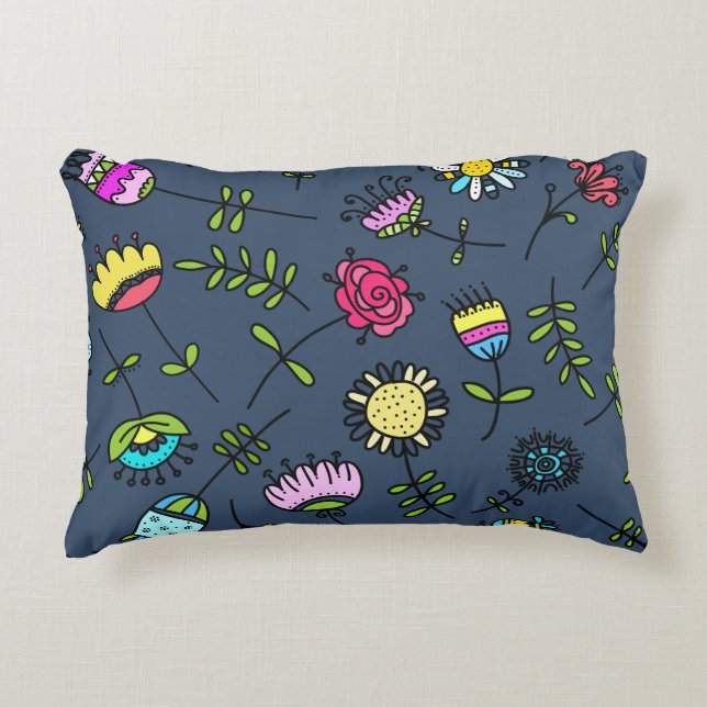 Whimsical Floral Pattern Art Design Decorative Cushion (Front)